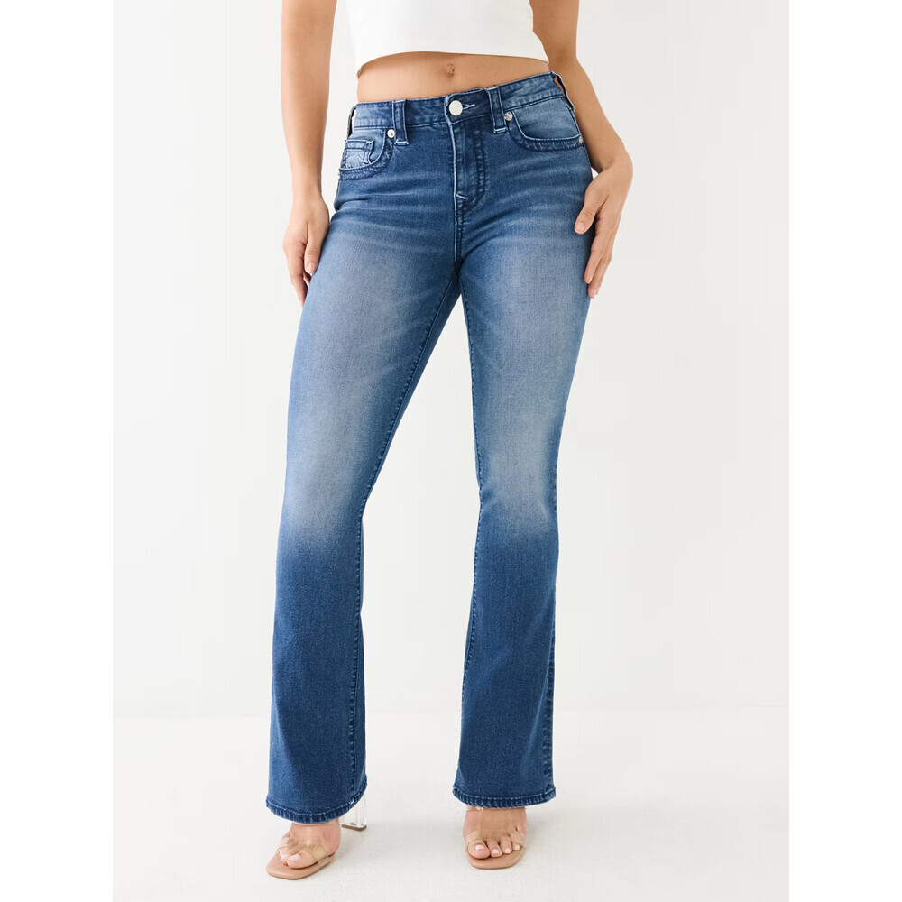 NEW! True Religion Women's 28 Becca Mid Rise Big T Bootcut Jean NWT $199 - Picture 2 of 5